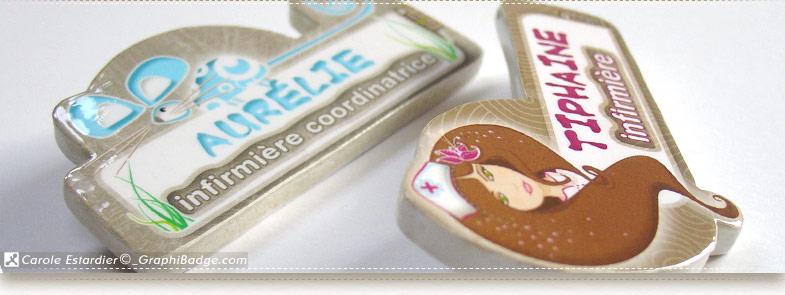 Badges artisanaux personnalisés nominatifs