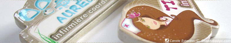 badge infirmi&egrave;re personnalis&eacute; en bois